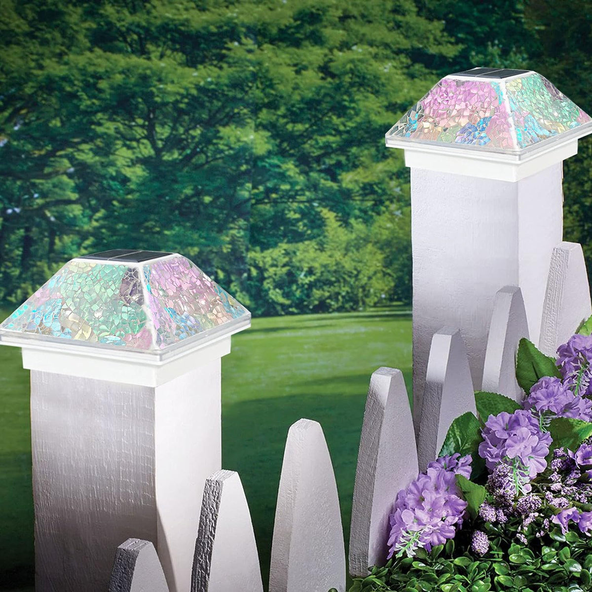 Mosaic Solar Post Cap Lights Outdoor Weatherproof LED K7502