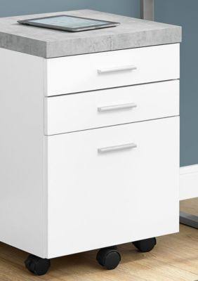 3 Drawer File Cabinet on Castor in White and Gray Cement N59917