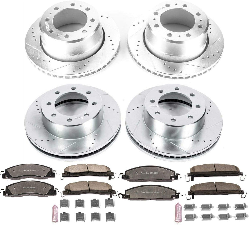 Carbon Fiber Ceramic Brake Pads and Drilled Slotted Brake Rotors G1191