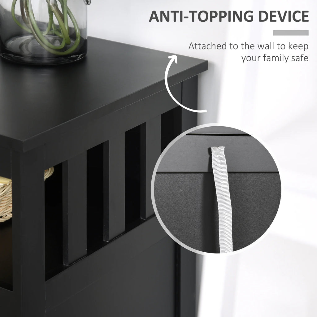 Black Wooden Kitchen Buffet Sideboard with Cabinet and Shelf Y5213