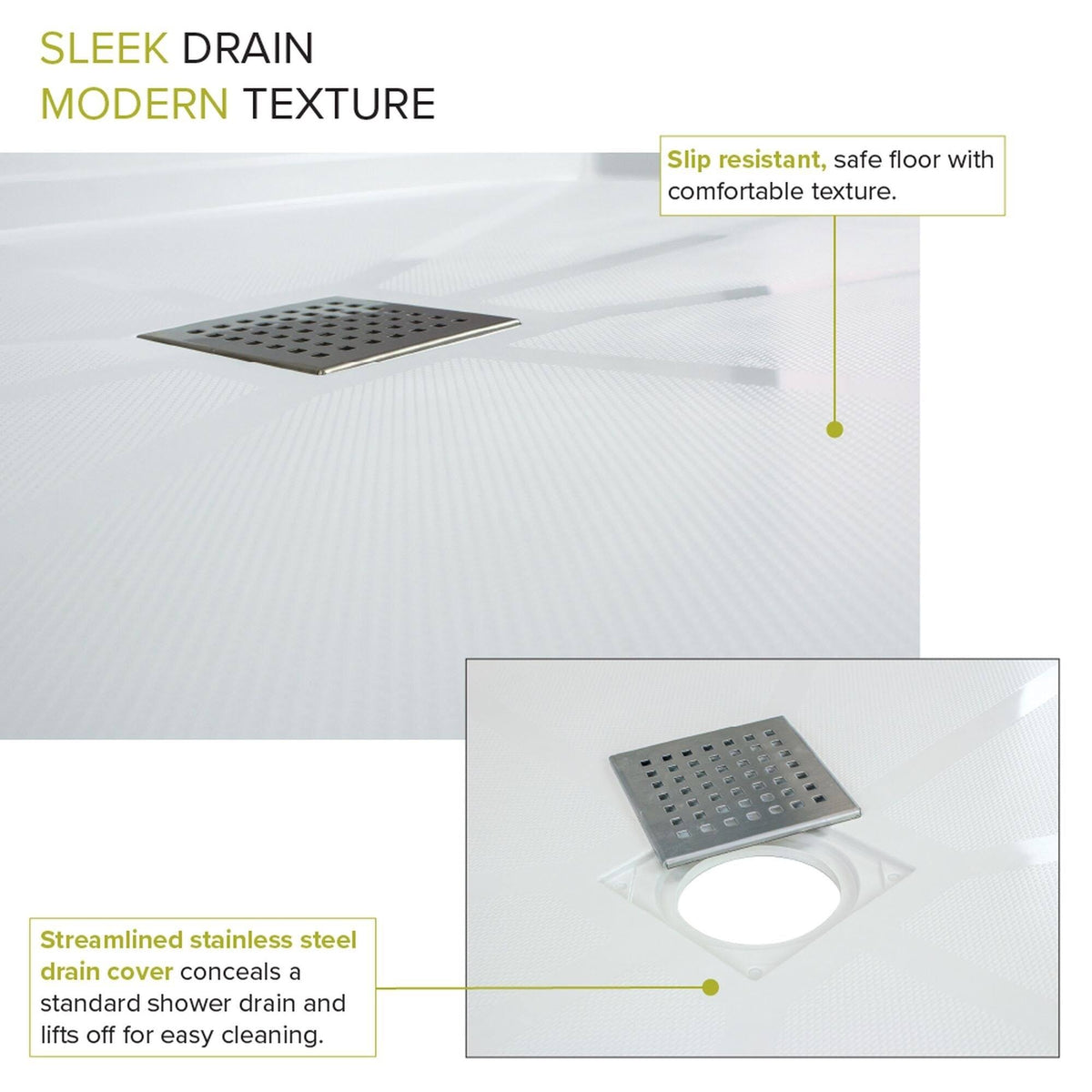 Cameo Single Threshold Shower Base with Center Drain Y8093