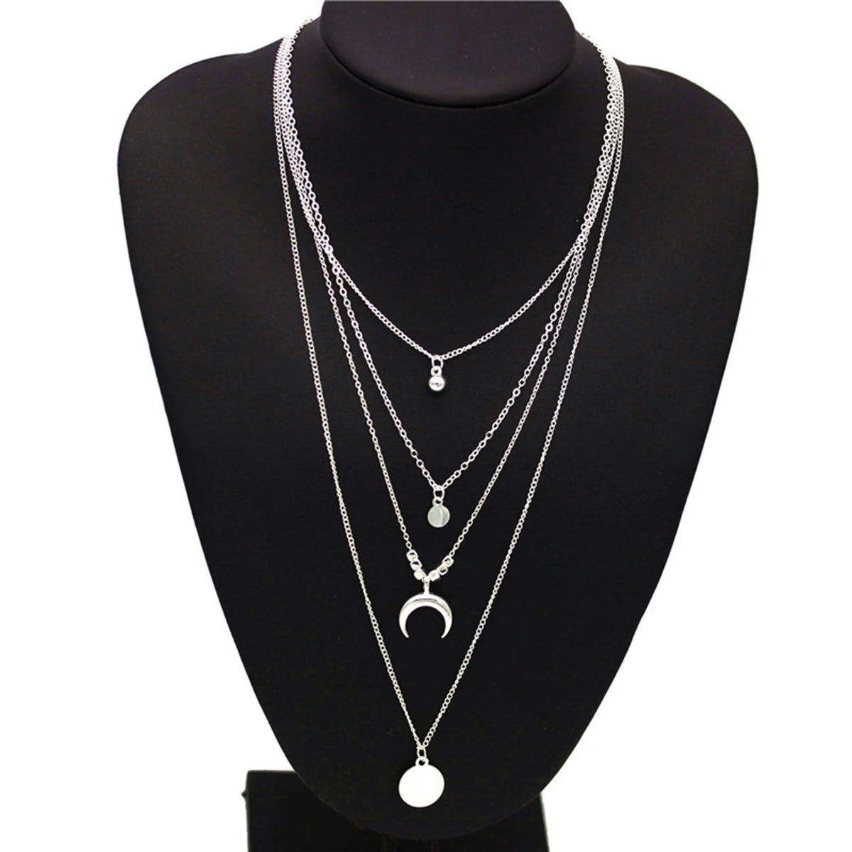 Multilayer Moon Disc Pendant Necklace G4498