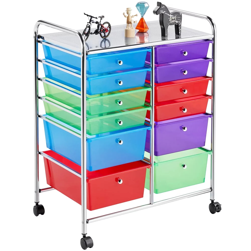 12 Drawer Rolling Storage Cart, Black P6501