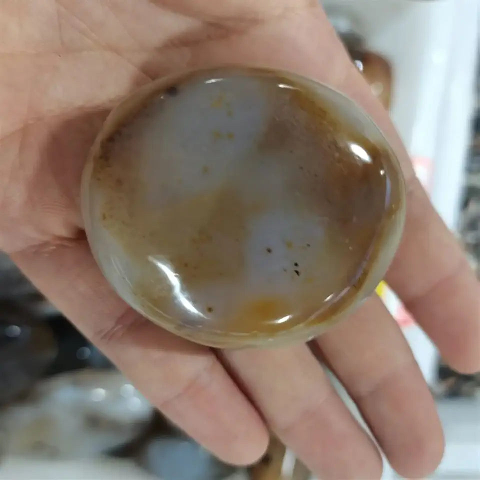 Natural Gray Opal Polished Pocket Palm Stones 50-100g Z256