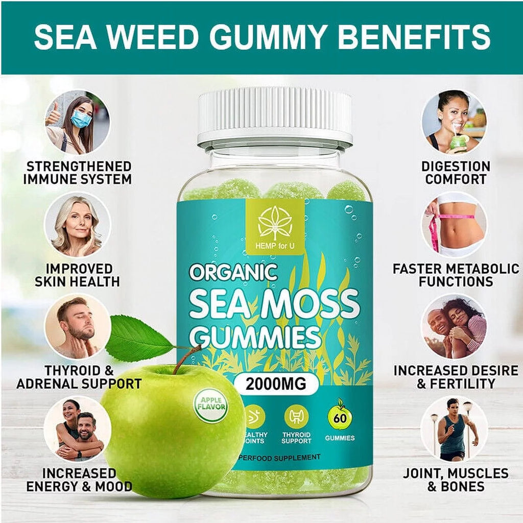 Organic Sea Moss Gummies, 2000mg 60 Capsule B644