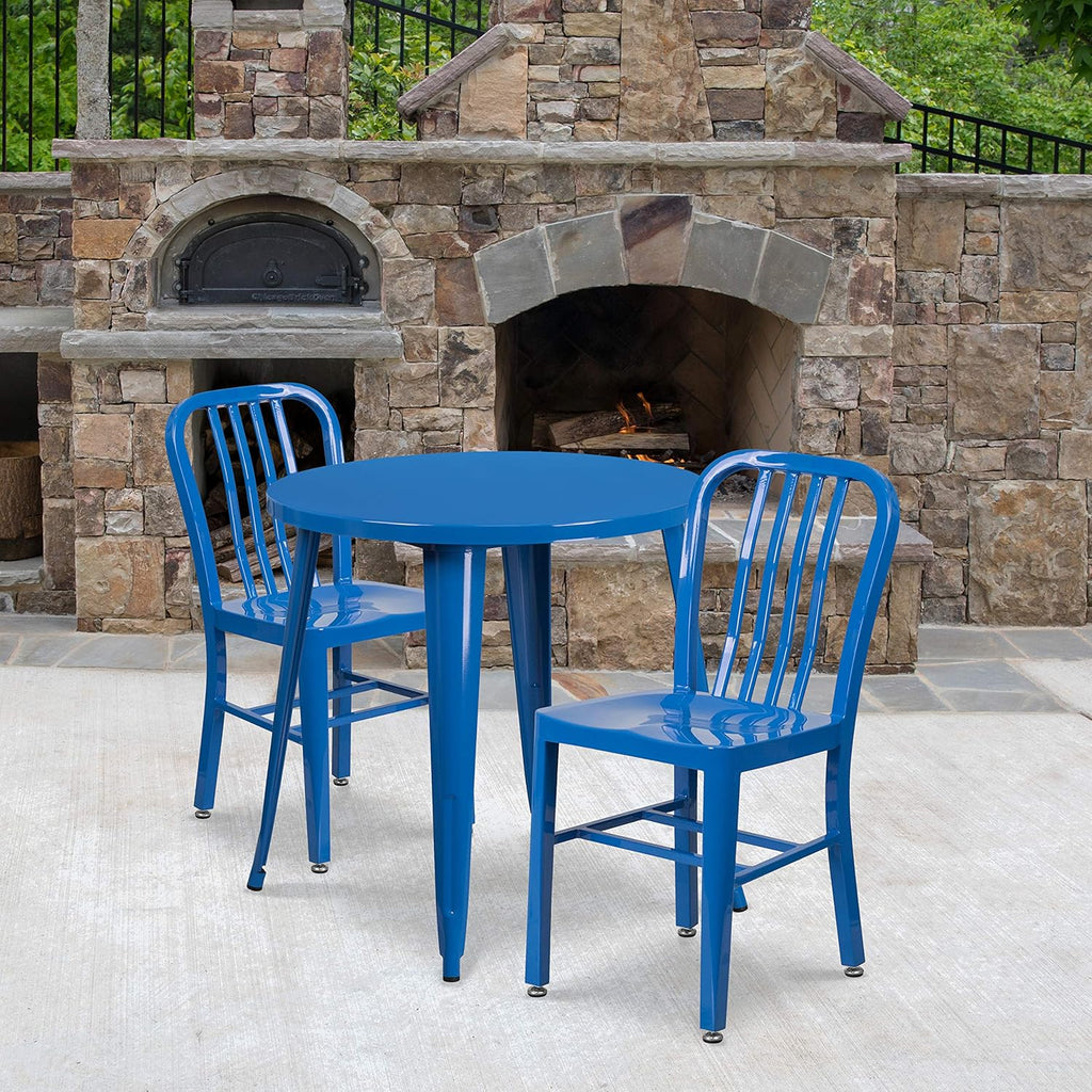 30 Round White Metal Indoor-Outdoor Table Set with 2 Chairs U285