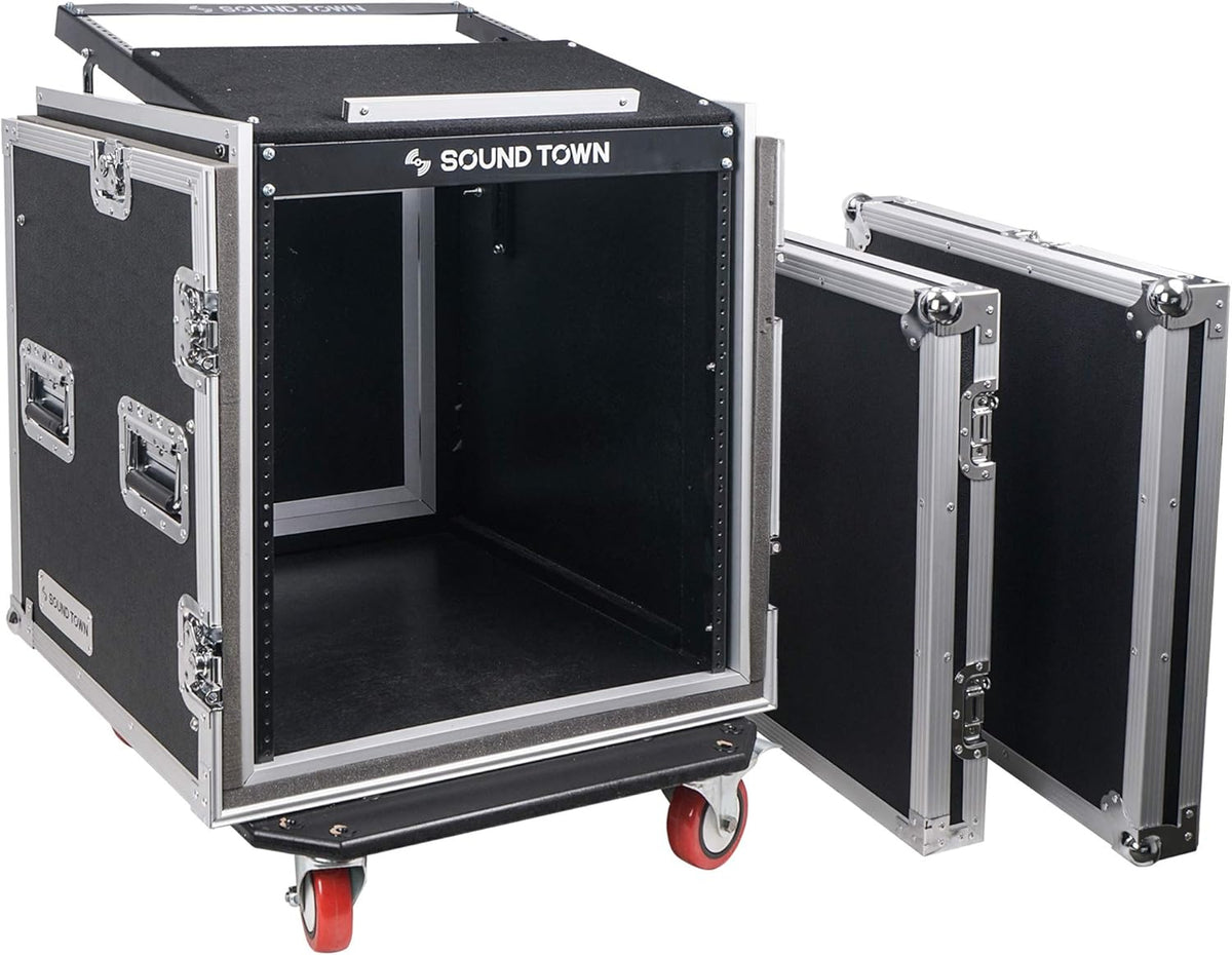 12U ATA Rack Case with 11U Slant Mixer Top and Casters G1281