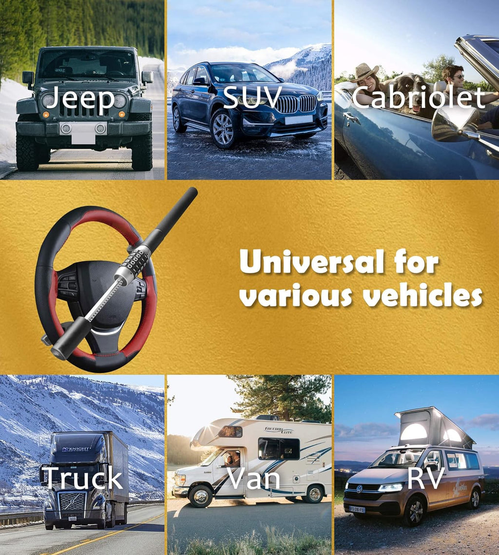 Steering Wheel Lock Anti Theft Extendable Heavy Duty Universal Car Truck SUV I6810