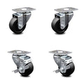 3.5 inch Soft Rubber Swivel Caster Set with 2 Brakes P84315
