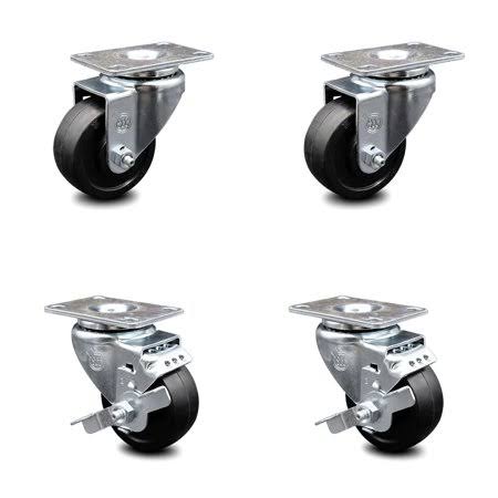 3.5 inch Soft Rubber Swivel Caster Set with 2 Brakes P84315