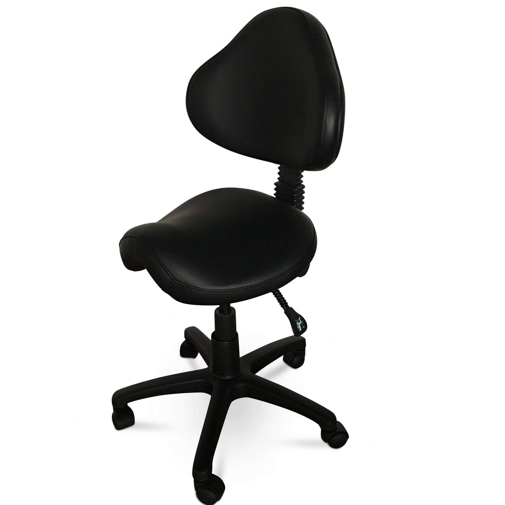 Rolling Saddle Stool with Adjustable Height and Backrest F5194