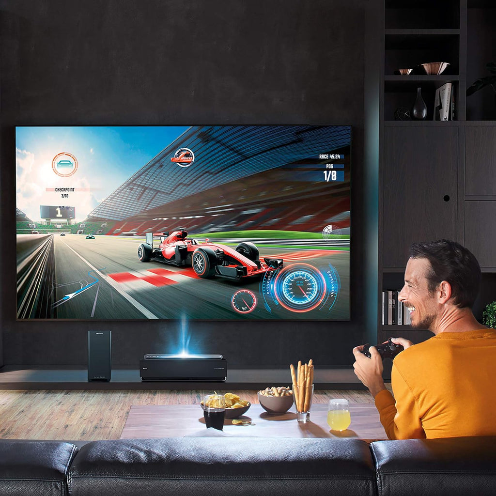 120-Inch 4K UHD Smart Laser Projector TV with Screen and 2.1 Audio System X9934