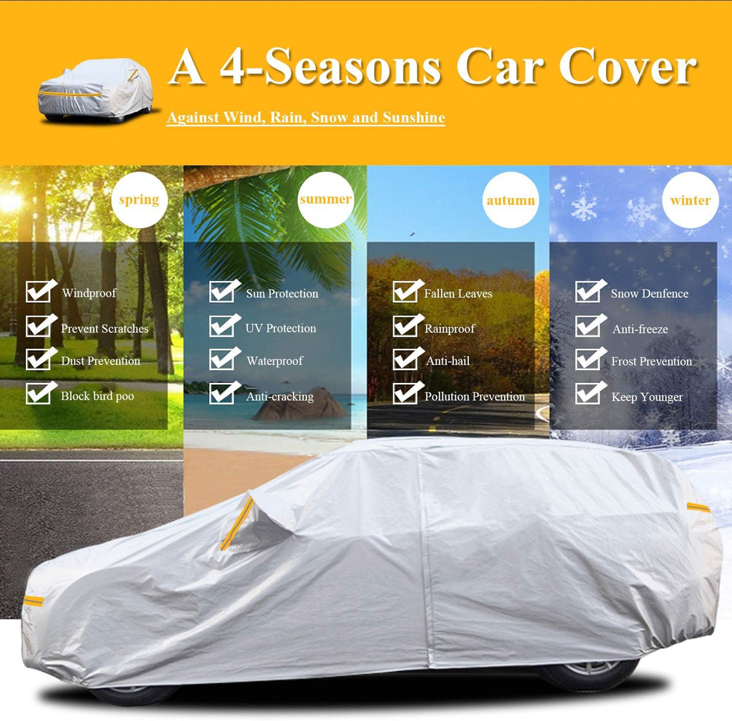 SUV Car Cover Waterproof All Weather 6 Layers with Zipper Cotton B56086