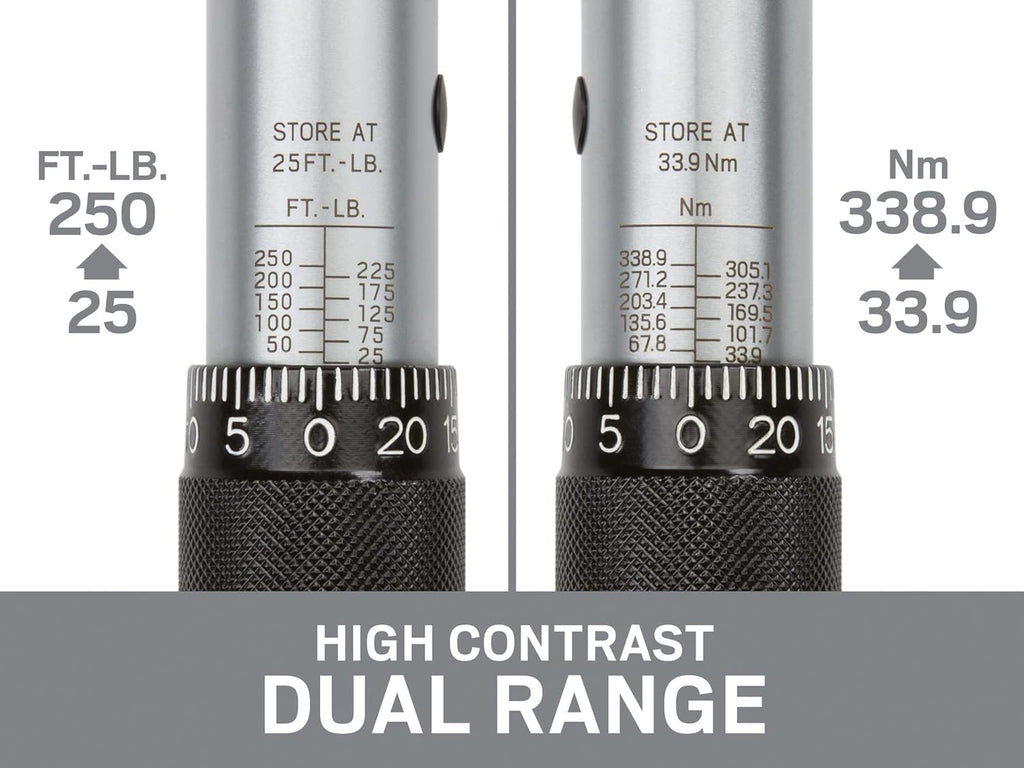 1/2 Inch Drive Click Torque Wrench (25-250 ft.-lb.) Pack of 2 A13616