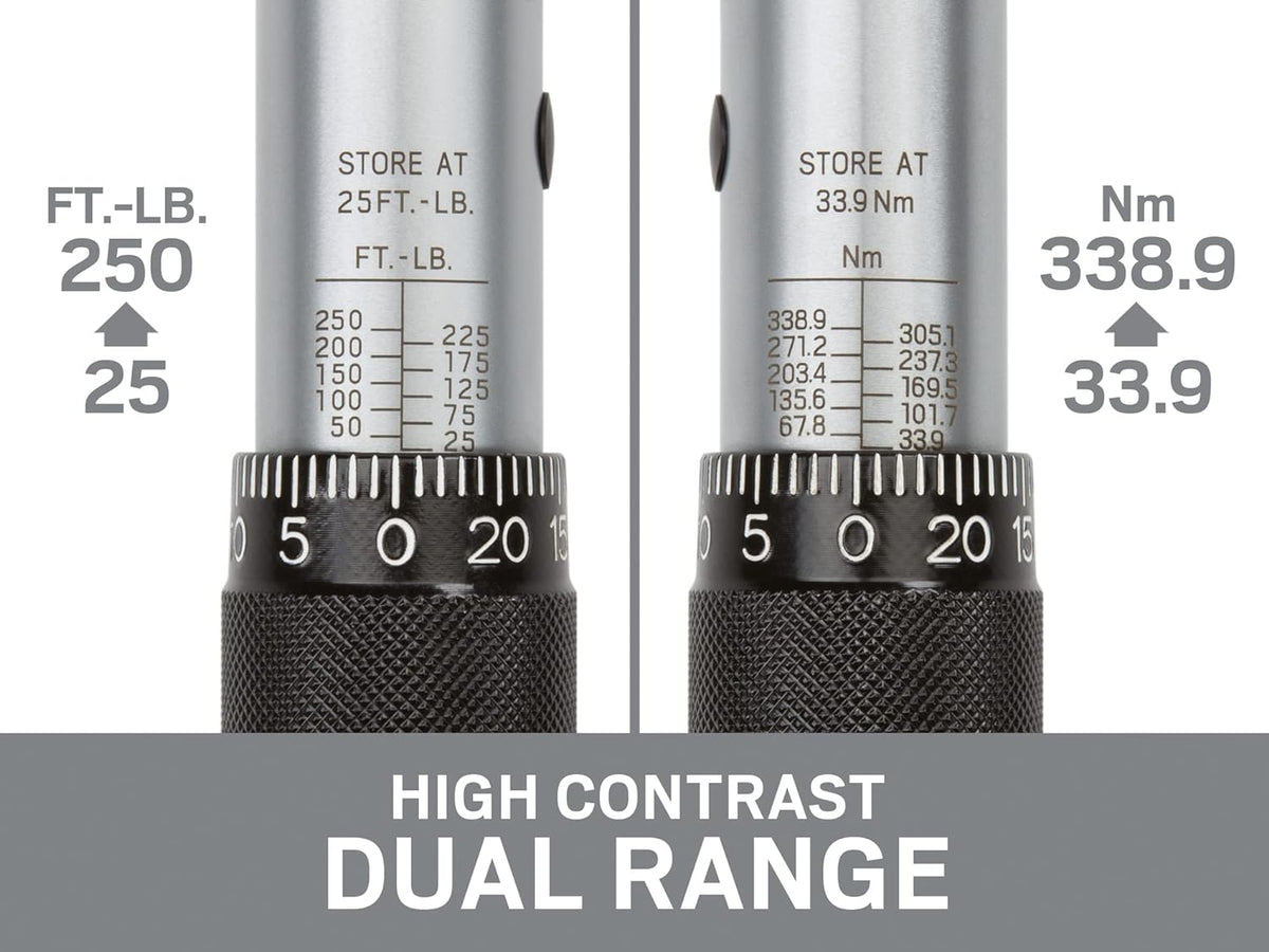 1/2 Inch Drive Click Torque Wrench (25-250 ft.-lb.) Pack of 2 A13616