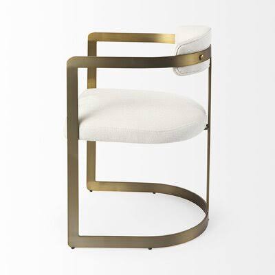 Cream Fabric Seat Gold Iron Frame Dining Chair S89923