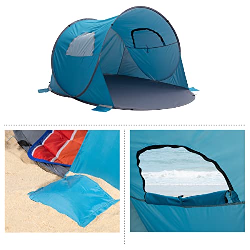Blue Pop Up Beach Tent Sun Shelter with UV Protection O263