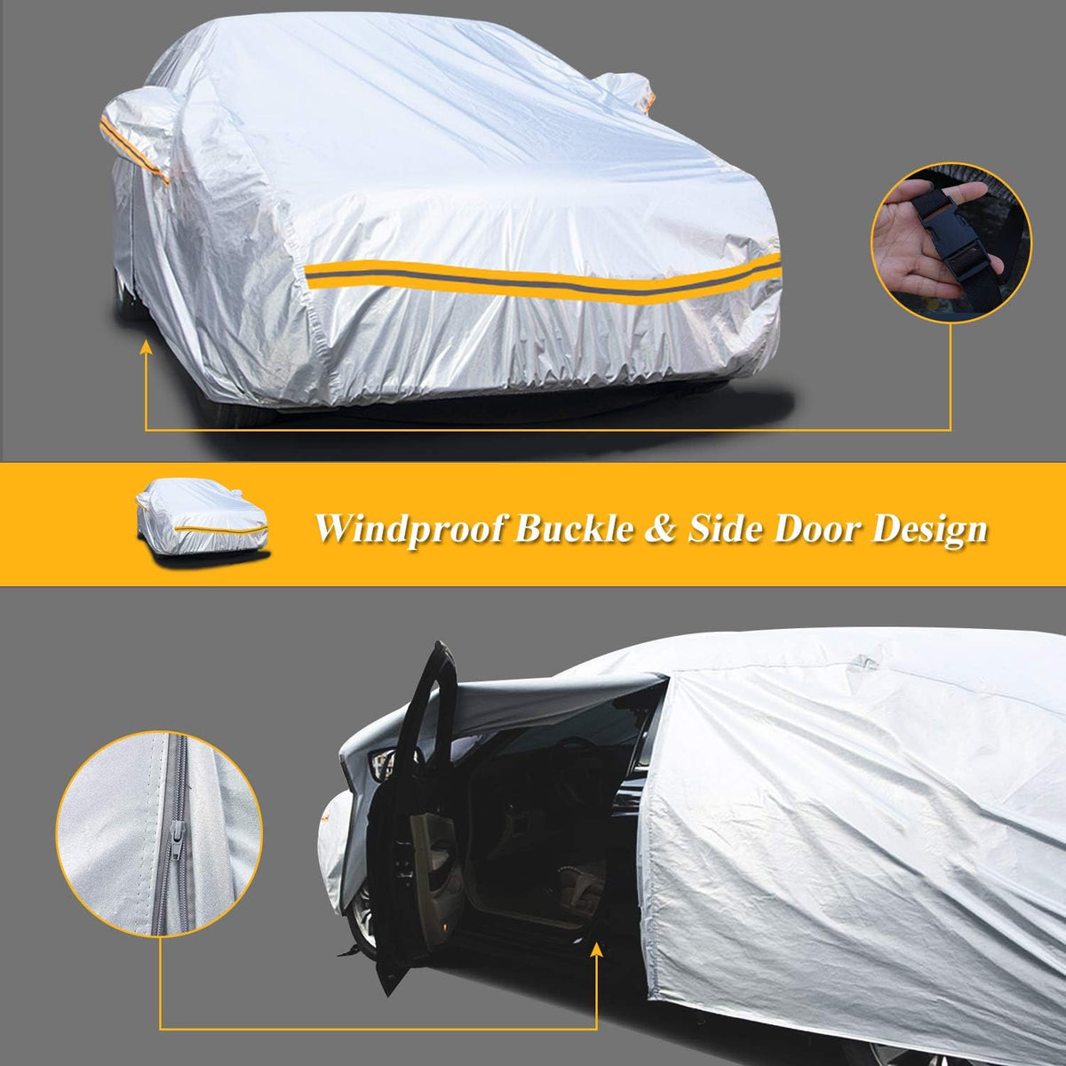 SUV Car Cover Waterproof All Weather 6 Layers with Zipper Cotton B56086