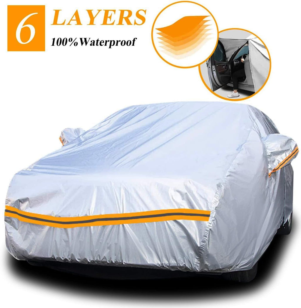 SUV Car Cover Waterproof All Weather 6 Layers with Zipper Cotton B56086