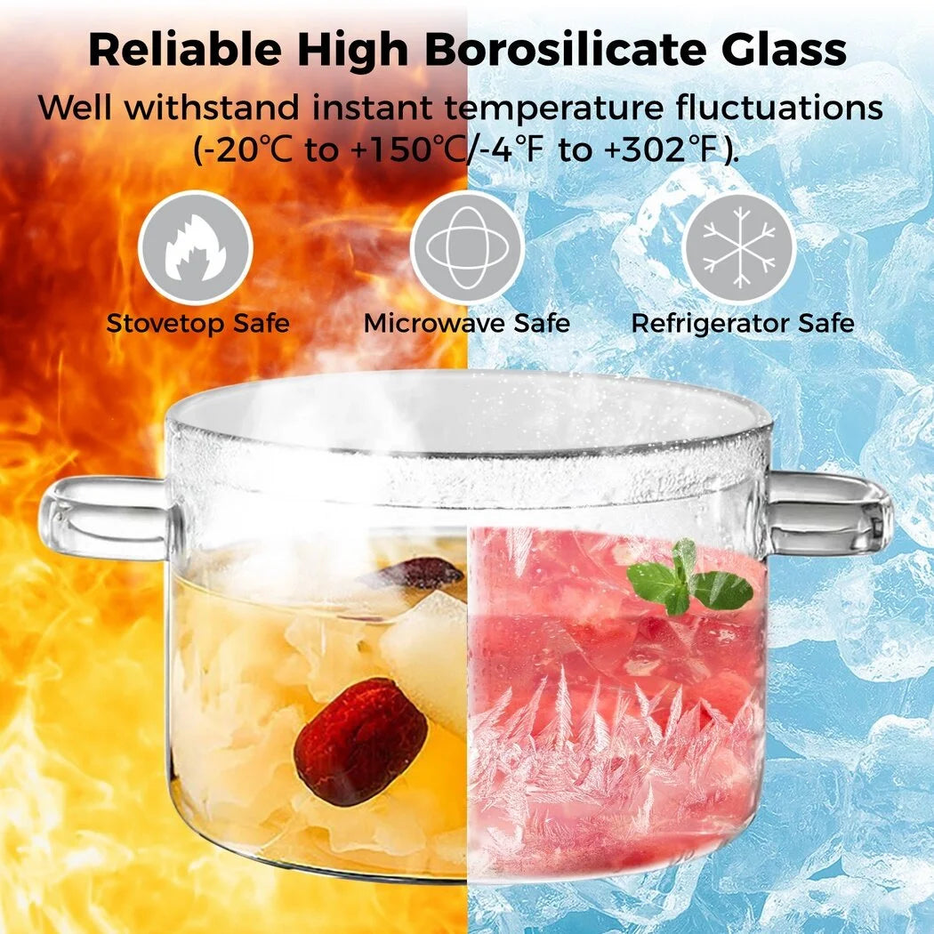 64oz High Borosilicate Glass Saucepan with Lid A62651