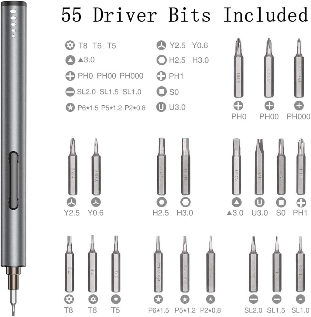 Mini Electric Precision Screwdriver with 55 Driver Bits Z238