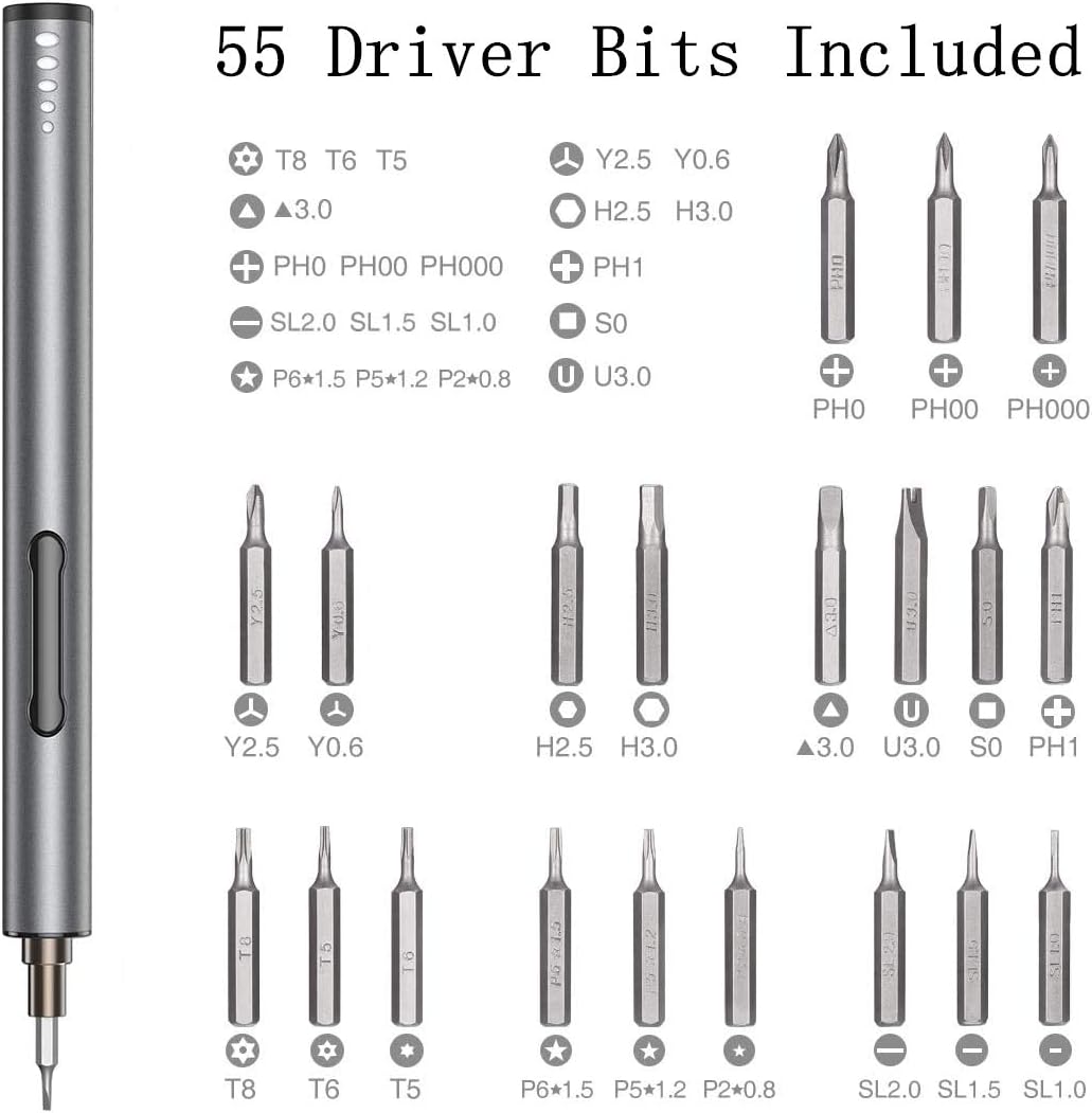 Mini Electric Precision Screwdriver with 55 Driver Bits Z238