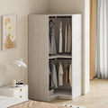 Natural Open Style Wooden Corner Wardrobe Closet with 2 Hanging Rails and Shelves R170072