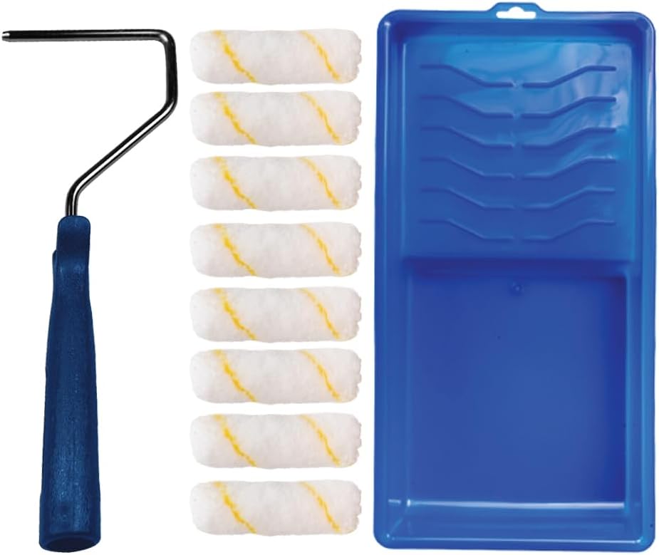 10 Piece Paint Roller Tool Kit with Mini Plastic Paint Tray C4528