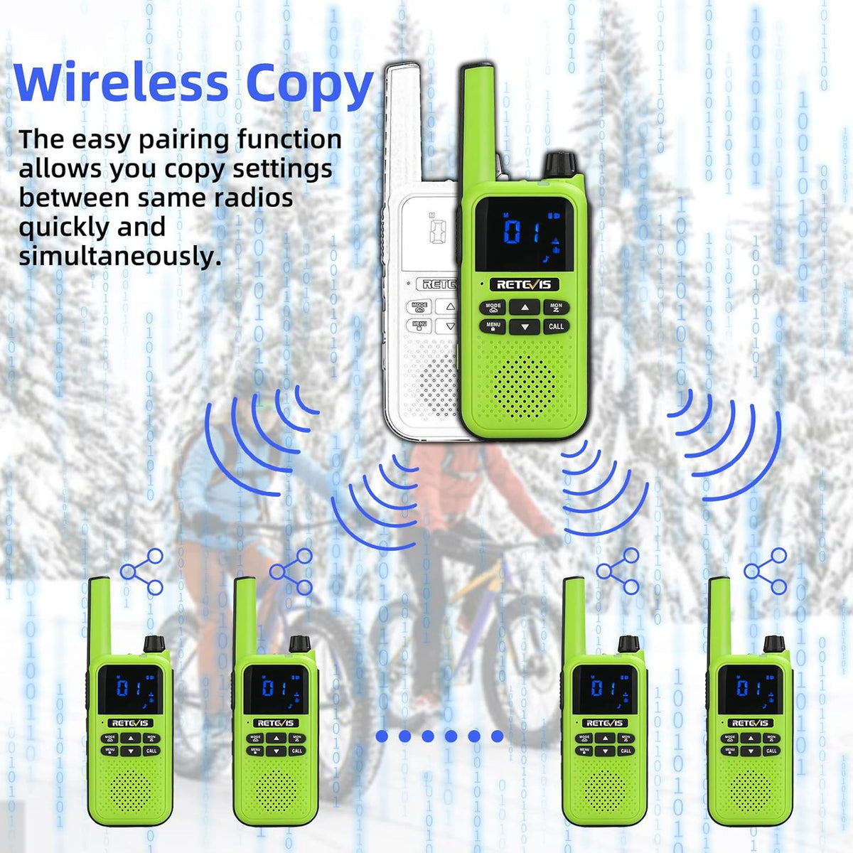 Bluetooth Rechargeable Two Way Radio 1400mAh 3Pcs H49011