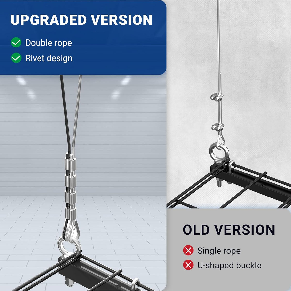 4x4 Ft Overhead Garage Storage Rack, Satin Black U49489