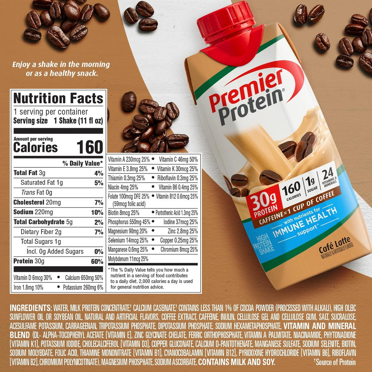 Café Latte 11 fl oz 4 Ct Protein Shake X216