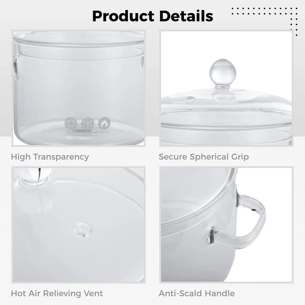 64oz High Borosilicate Glass Saucepan with Lid A62651