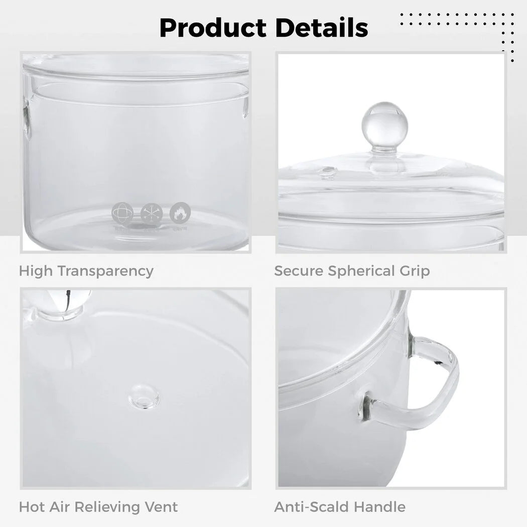 64oz High Borosilicate Glass Saucepan with Lid A62651