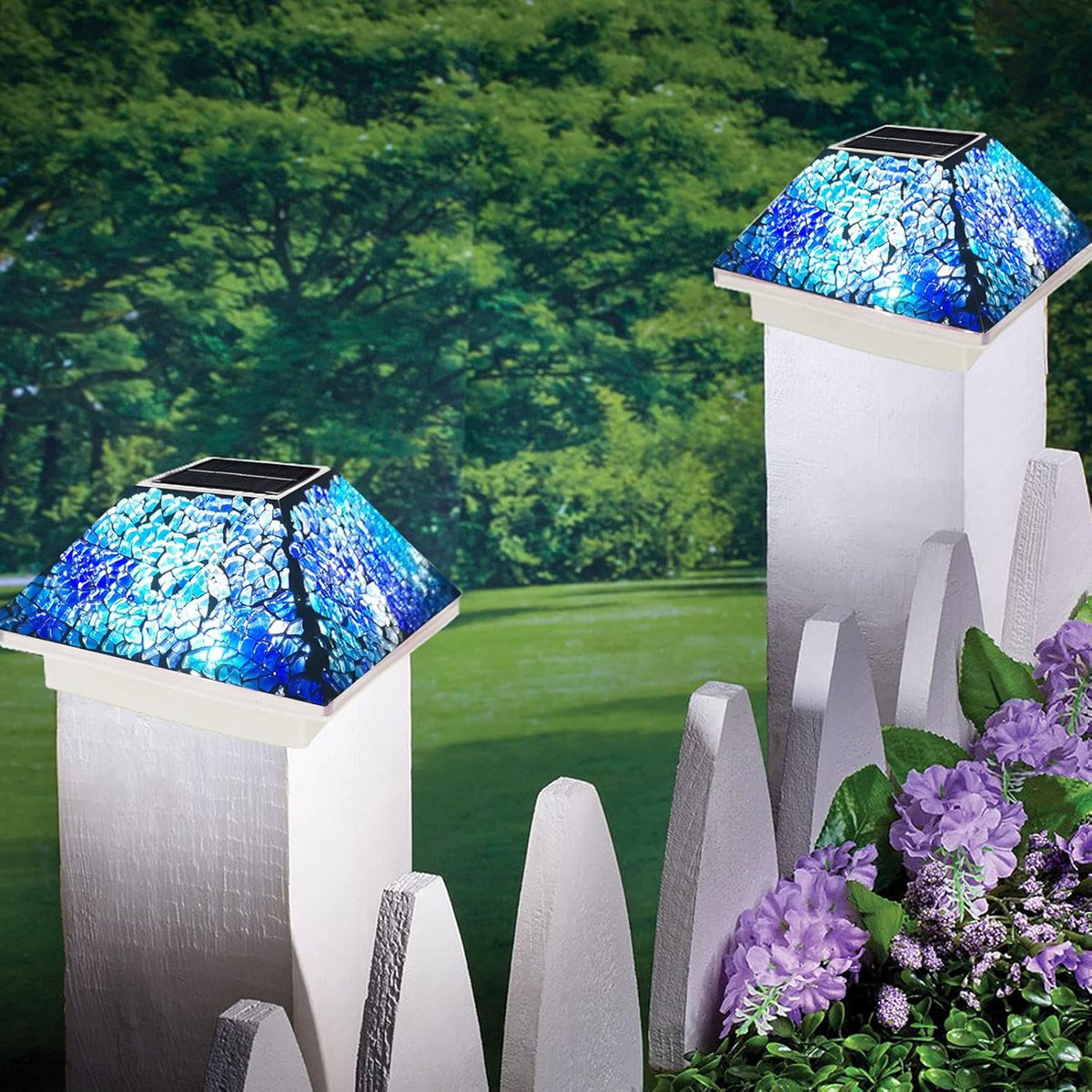Mosaic Solar Post Cap Lights Outdoor Weatherproof LED K7502