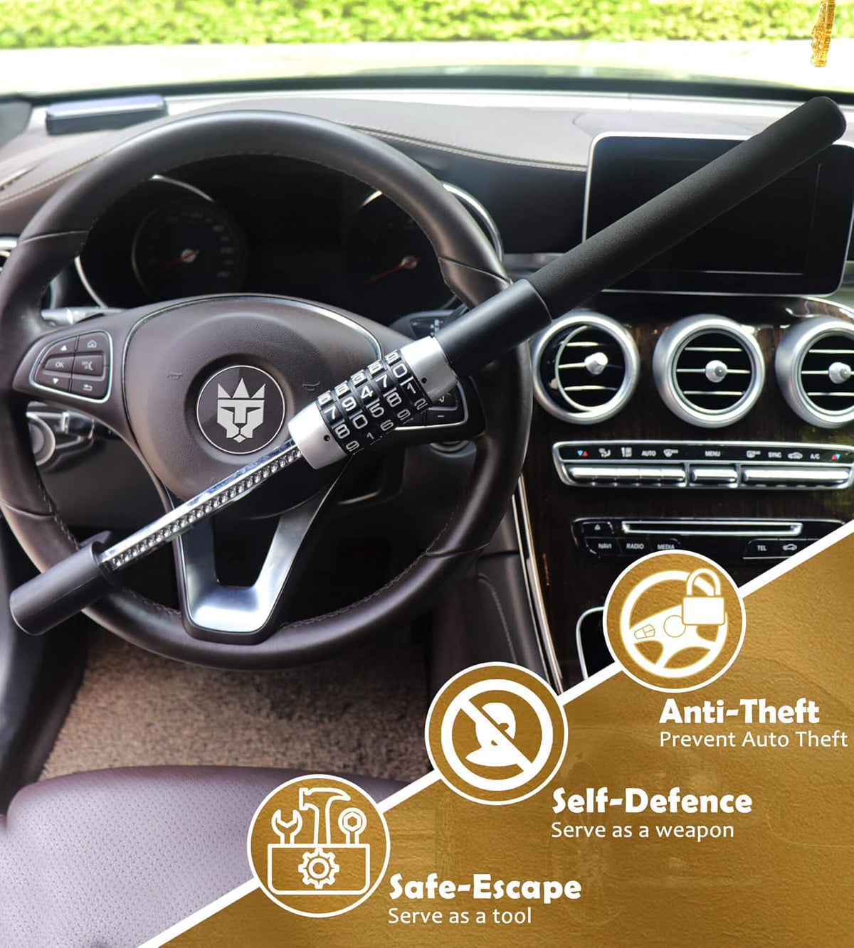 Steering Wheel Lock Anti Theft Extendable Heavy Duty Universal Car Truck SUV I6810