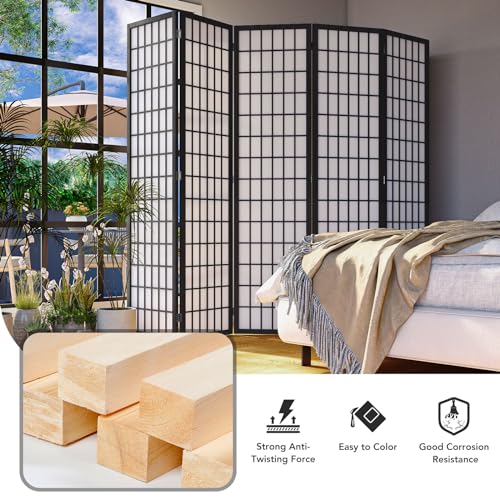 6 Panel Natural Wood Room Divider I98844
