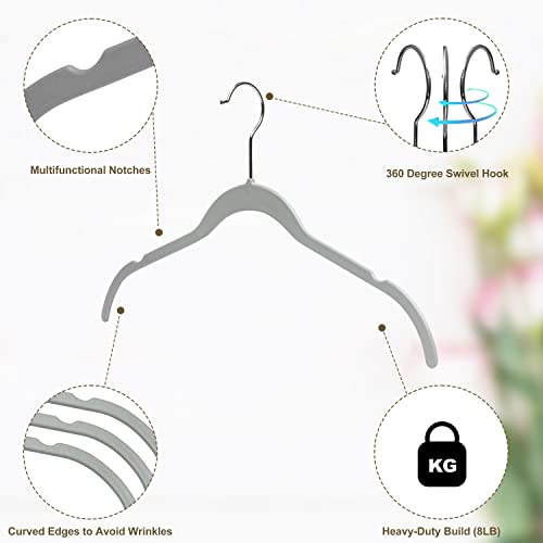 White 50 Pack Non-Velvet Plastic Heavy Duty Clothes Hangers with Chrome Swivel Hook I292320