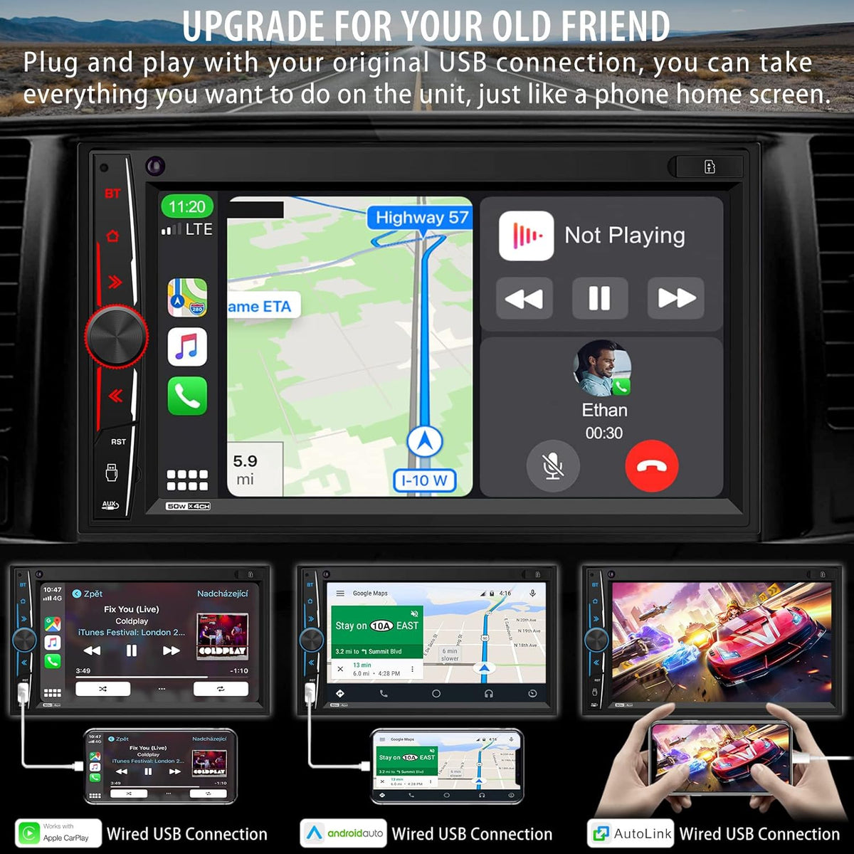 Double Din 7 Inch Touchscreen Car Stereo with Backup Camera H217838