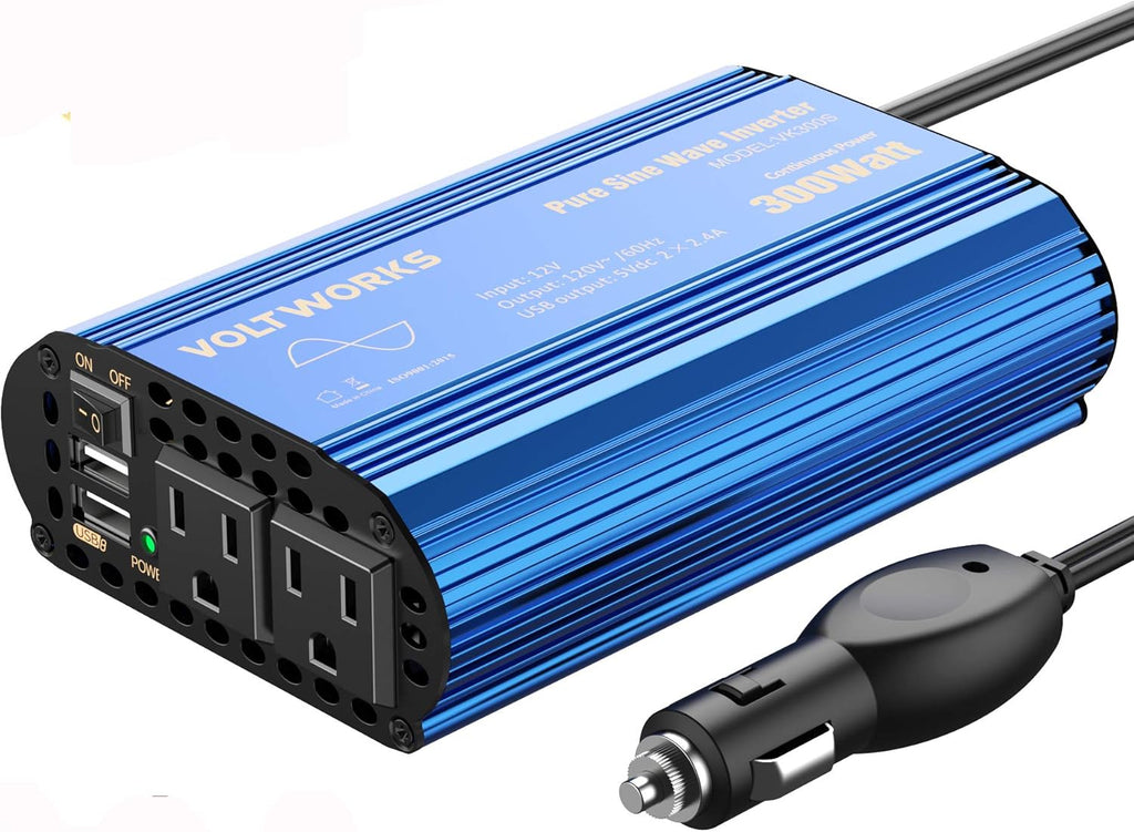 600 Watts Pure Sine Wave Power Inverter 12V to 110V 120V with USB Port & LCD Display I6902