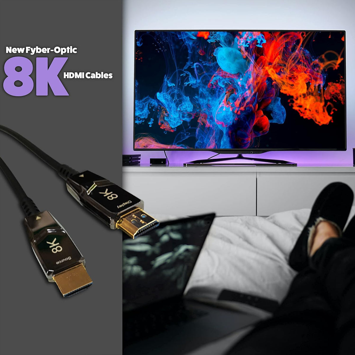 8K HDMI 2.1 Fiber Optic Cable 75ft D40414