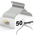 White 50 Pack Non-Velvet Plastic Heavy Duty Clothes Hangers with Chrome Swivel Hook I292320