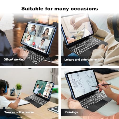 iPad Keyboard Case for iPad Air 13 Inch (M2) 2024, for iPad Pro 12.9 Inch (6th, 5th, 4th, 3rd Gen), with Multi-Touch Trackpad, Backlit Keys P35854