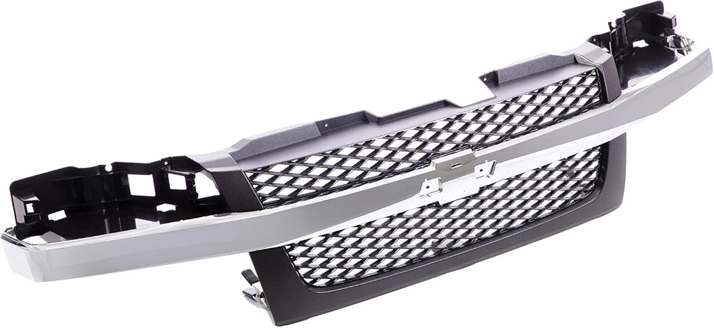 Front Dark Gray Grille Assembly with Chrome Center Bar P730591