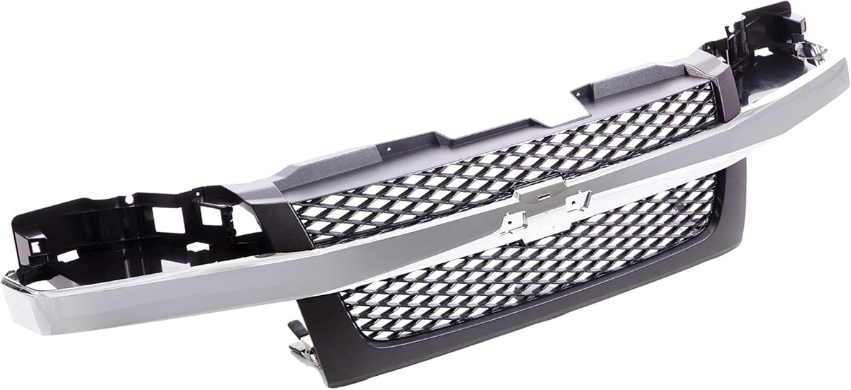 Front Dark Gray Grille Assembly with Chrome Center Bar P730591