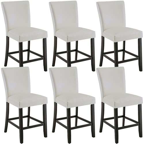 Red Faux Leather Upholstered Counter Height Bar Stool Set of 4 I728