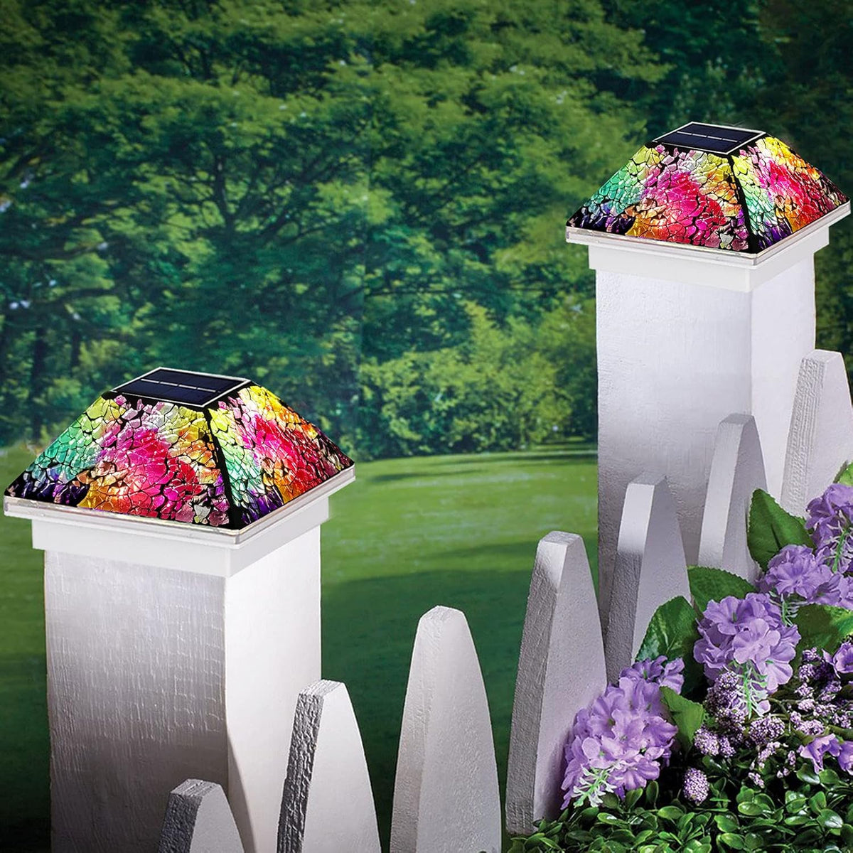 Mosaic Solar Post Cap Lights Outdoor Weatherproof LED K7502