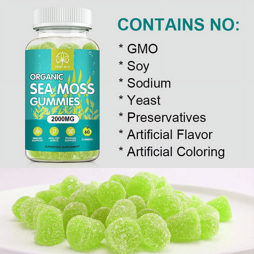 Organic Sea Moss Gummies, 2000mg 60 Capsule B644