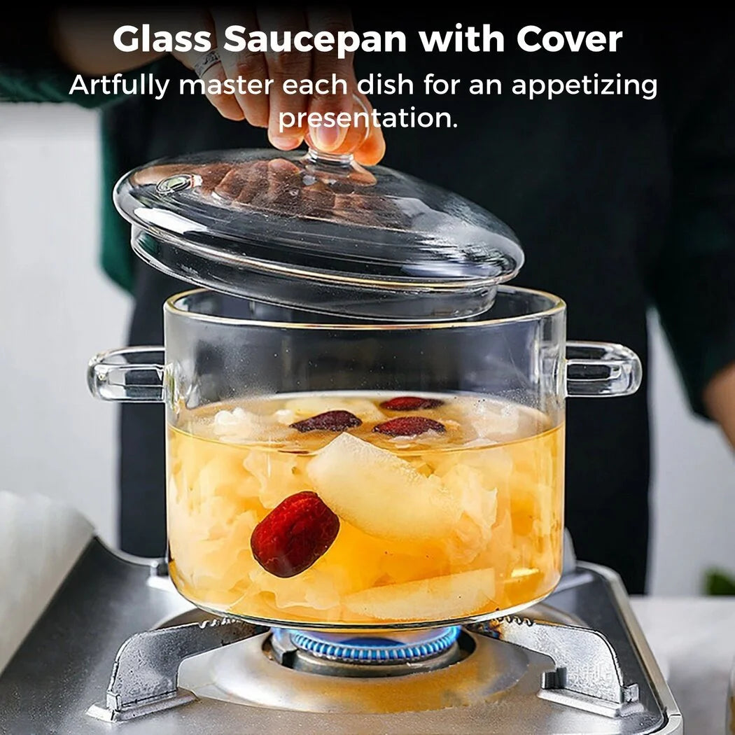 64oz High Borosilicate Glass Saucepan with Lid A62651