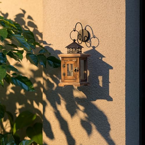 Brown Wooden Candle Holder Lantern F13998