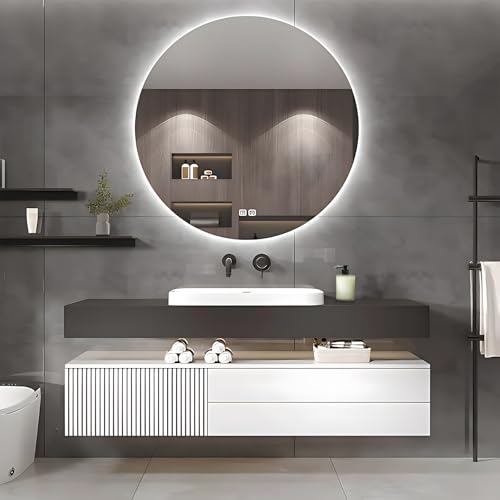 Solid Wood Wall Mounted Bathroom Vanity with Sink and LED Mirror, 36" S57784